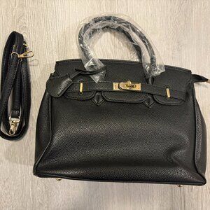 NEW! Elegant Boutique Black Pebbled Handbag/Tote with Strap Firkin